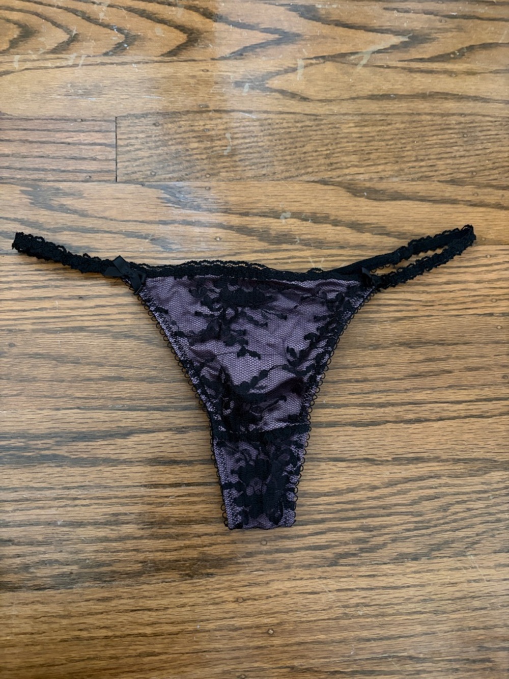H&M Lace Thong in Plum and Black